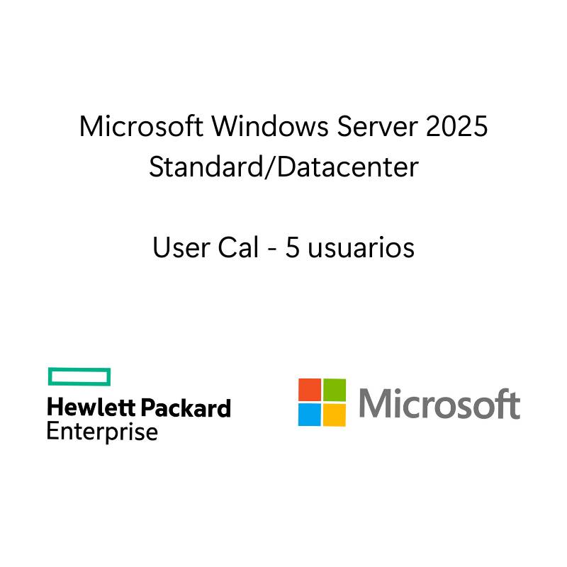 Sistema Operativo Hewlett Packard Enterprise LTU de Microsoft Windows Server 2025 5 usuarios CAL